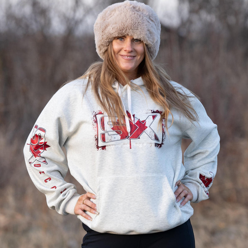 SX Decoys Heathered Oatmeal Canada Flag Hoodie