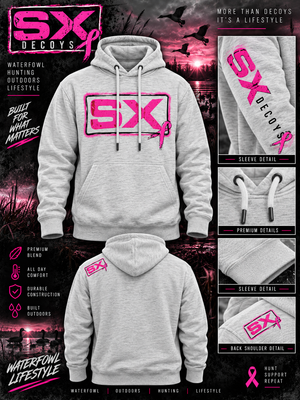 SX Oatmeal Hoodie with Pink Logo